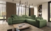 Rohová sedací souprava s funkcí spaní Viano III zelená pravostranná stylová rohová sedací souprava s kontejnery na lůžkoviny ideální do moderních interiérů