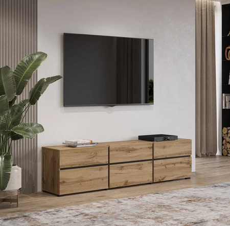TV skříň Cross 180 cm dub wotan moderní design ideální skříň do obývacího pokoje a zasedací místnosti geometrický tvar