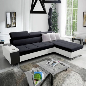 Rohová rozkládací pohovka Dafni černá a bílá pravá strana pletené pohodlí a funkčnost při každodenním odpočinku