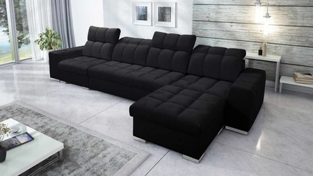 Pohovka na spaní Luigi XII černá pravá strana stylová rohová pohovka do obývacího pokoje v minimalistickém a elegantním provedení