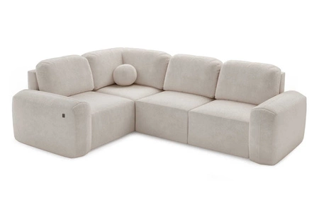 Rohová pohovka s funkcí spaní Arbon II krémová levá pohovka Stylový design výrazný zaoblený tvar nádoba na lůžkoviny