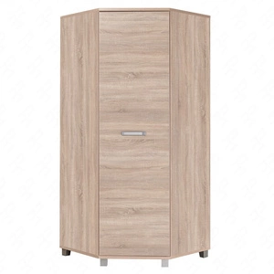 Rohová šatní skříň Maximus dub sonoma světlý moderní design a univerzální dveře, možnost instalace na pravou nebo levou stranu