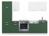 Sestava kuchyňského nábytku s pracovní deskou Toni 270 cm bílá / pastelově zelená Nábytek vypadá skvěle v moderních interiérech