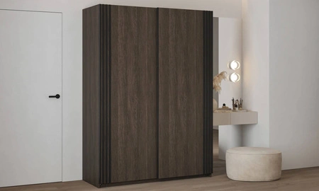 Posuvná šatní skříň Niva 150 cm dub dunin Prostorná šatní skříň zdobená lamelami je ideální pro místnosti jakékoli velikosti