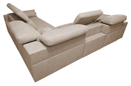 Rohová sedací souprava s funkcí spaní Tesalia III hnědá levá pohodlná rohová sedací souprava s posuvným opěradlem dvě nádoby na lůžkoviny