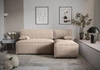 Rohová sedací souprava s funkcí spaní Brandon béžová pravá strana měkká tkanina s charakteristickou smyčkovou povrchovou nádobou na lůžkoviny