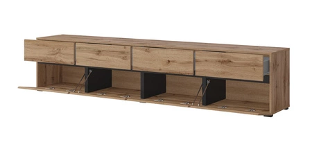 TV skříň Cross 225 cm dub wotan jednoduchý tvar v moderním provedení ideální skříň do obývacího pokoje a zasedací místnosti geometrický tvar