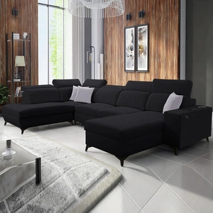 Kelly Elegantní VI rohová pohovka s funkcí spaní černá pravá strana moderní designová rohová pohovka do obývacího pokoje s nastavitelnými opěrkami hlavy