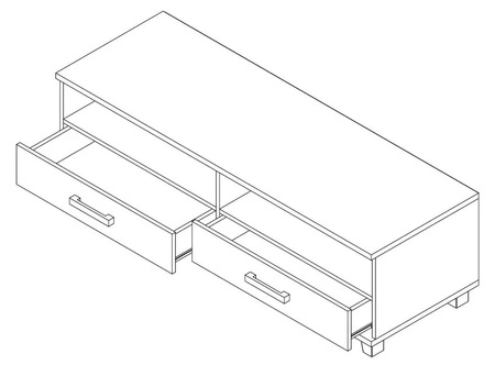 RTV skříň Maximus 150 cm bílá skříň se zásuvkami moderní design a zásuvky na válečkových pojezdech