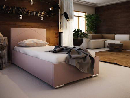 Čalouněná postel Hernani 90x200 pudrově růžová s moderním stylem čela ideální do pokoje pro mladé nebo malé ložnice