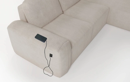 Rohová pohovka s funkcí spaní Arbon krémová pravý roh moderní design s výrazným tvarem měkká látka