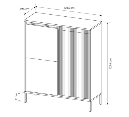 Nábytková sestava Sesti černá moderní a originální designová nástěnná skříňka zajímavá kombinace drážkování s hladkými push-to-open čely