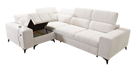 Rohová pohovka s funkcí spaní Penejos II krémová levá rohová pohovka s kontejnerem na lůžkoviny pro každodenní pohodlí při lenošení