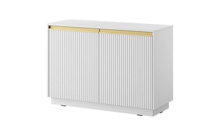 Imperial 104 cm bílá stylová komoda ideální do obývacího pokoje nebo ložnice elegantní zlaté úchyty a frézovaná čela