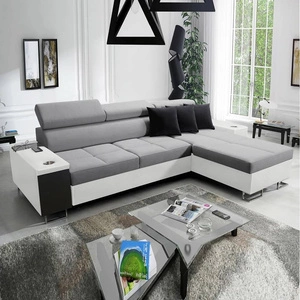 Rohová rozkládací pohovka Dafni šedo / bílá pravostranně vypletená pohodlí a funkčnost při každodenním odpočinku