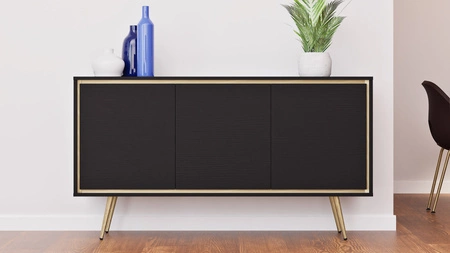 Komoda Nevea 150 cm černá grafit Elegantní komoda do obývacího pokoje s originálním a zajímavým designem a systémem otevírání dvířek push to open