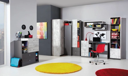 Tablo 90 cm komoda se zásuvkami grafit / enigma bezproblémové používání a odolnost stylový a funkční doplněk do kanceláře a pokoje teenagera