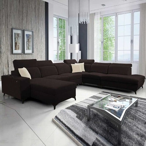 Kelly Sleek X hnědá levá rohová sedačka s funkcí spaní mimořádně elegantní rohová sedačka do obývacího pokoje s nastavitelnými opěrkami hlavy