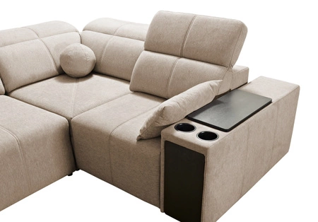 Rohová sedací souprava s funkcí spaní Tesalia II šedý jasan pravá pohodlná rohová sedací souprava do obývacího pokoje s posuvným opěradlem nádoba na lůžkoviny