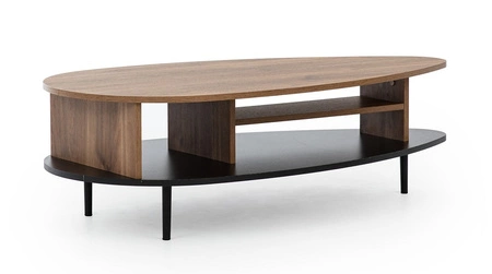 Nábytková sestava Apallo brandy dub castello moderní designová nábytková sestava na kovových nohách nástěnná skříňka do obývacího pokoje vysoké okraje stolových desek