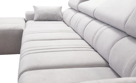 Rohová sedačka s funkcí spaní Castel XII hnědá levá strana stylová a pohodlná rohová sedačka do obývacího pokoje funkční nastavitelné opěrky hlavy