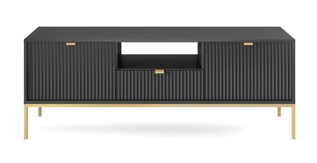 Lovro 154 cm černá RTV skříňka moderní design potěší milovníky výrazných interiérů zlaté kovové doplňky