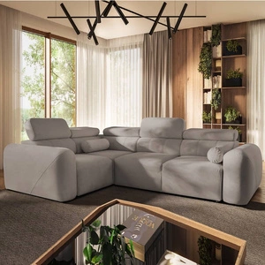 Cantare II rohová pohovka s funkcí spaní šedý jasan levá pohodlná rohová pohovka do obývacího pokoje se stylovým charakterem měkká látka