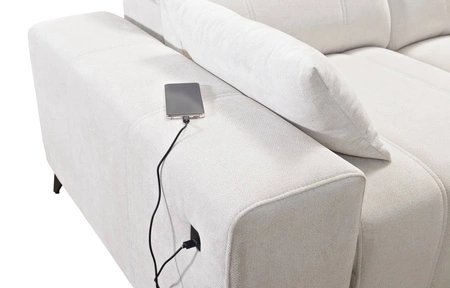 Rohová sedací souprava s funkcí spaní Penejos VII losos pravý Stylová rohová sedací souprava s úložným prostorem na lůžkoviny Pohodlné polohovatelné opěrky hlavy