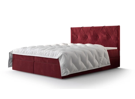 Kontinentální postel Arvada 180x200 vínové barvy v moderním skandinávském stylu s čalouněným čelem