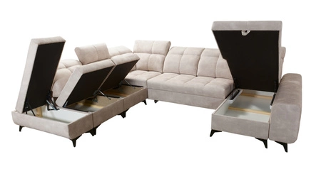 Rohová sedací souprava s funkcí spaní Buffalo X modrá pravá strana Funkční a pohodlná rohová sedací souprava do pokoje s kontejnery na lůžkoviny