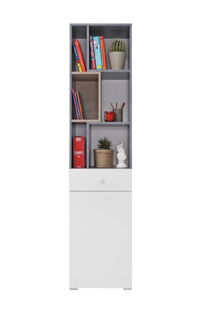 Nábytková sestava Epsilon beton / bílá / dub ideální do dětského nebo mládežnického pokoje v módním stylu