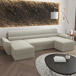 Rohová sedací souprava s funkcí spaní Fogu U II slonová kost pohodlná rohová sedací souprava s pohodlnými područkami zajímavý design kontejner na lůžkoviny