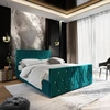 Čalouněná postel Tifton 180x200 tyrkysová s úložným prostorem v moderním stylu s výrazným čelem a nohou s krystaly