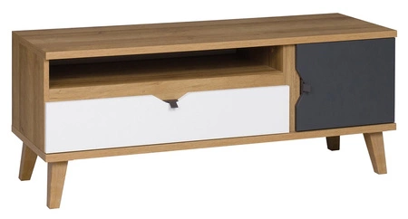 RTV skříňka Memone 120 cm dub zlatý / bílá / grafit Stylová TV skříňka ideální do pokoje pro mladé ve skandinávském stylu