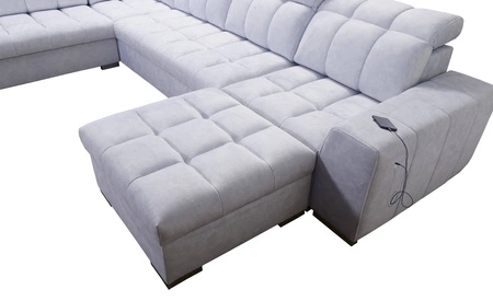 Rohová pohovka Luigi VI s funkcí spaní černá pravostranná stylová rohová pohovka s kontejnery na lůžkoviny potaženými měkkou látkou