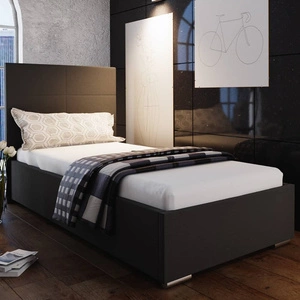 Čalouněná postel Eljas 90x200 černá s čelem v moderním stylu ideální do pokoje pro mladé nebo malé ložnice