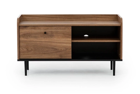 TV skříňka Apallo 100 cm dub brandy castello originální design skříňky na kovových nožkách vysoké hrany horní desky