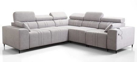 Rohová sedací souprava s funkcí spaní Castel III šedý jasan pravá rohová sedací souprava se dvěma lůžkovinami nastavitelné opěrky hlavy