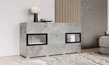 Komoda Baros 132 cm světlý beton moderní tvary v jedinečném stylu