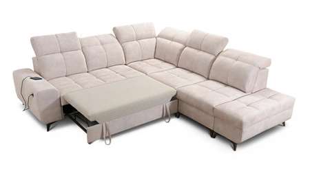 Rohová sedací souprava s funkcí spaní Buffalo IX grafitová pravá strana Stylová rohová sedací souprava do pokoje z velurové tkaniny Dekorační polštáře