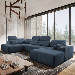 Rohová pohovka s funkcí spaní Tesalia VI modrá pravá Moderní a pohodlná rohová pohovka s funkcí posuvného opěradla