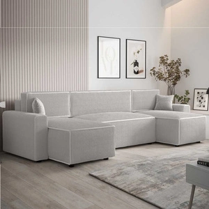 Rohová sedací souprava s funkcí spaní Brandon U Bis lůžkoviny kontejner trojrozměrná látka s výraznými pruhy měkké područky