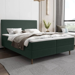 Kontinentální postel Totti 160x200 zelená stylová postel s úložným prostorem trojrozměrná tkanina s výraznými pruhy