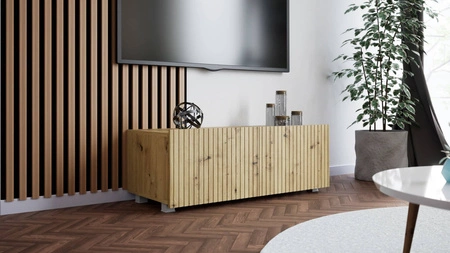 RTV skříňka Chladič 100 cm dub řemeslný s možností zavěšení stylové rýhované čelo elegantní forma nábytku v moderním stylu