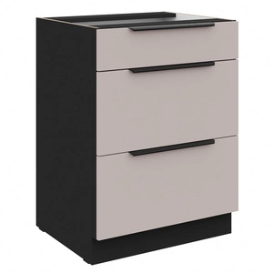 Stojící kuchyňská skříňka se zásuvkami Tarraco 60 D 3S BB kovové hrany úchytek skříňka odolná proti vlhkosti a poškození