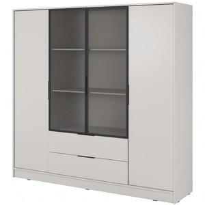 Šatní skříň Corse 206 cm béžová moderní designová šatní skříň se skleněnými předěly ideální pro šatní skříň v ložnici a kancelářskou skříň s policemi