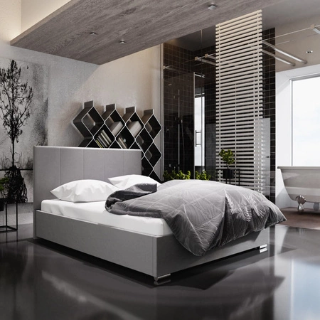 Čalouněná postel Lugo 160x200 šedá s čelem v moderním stylu ideální do ložnice