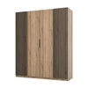 Šatní skříň Kastano XI 200 cm dub evokuje moderní design dveří šatní skříně zdobené černými lamelami stylové hrany úchytek