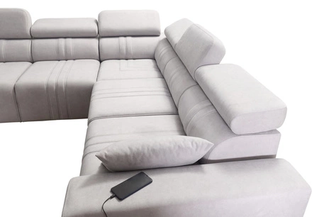 Rohová sedací souprava s funkcí spaní Castel III Lux béžová pravý roh mimořádně pohodlná rohová sedací souprava do obývacího pokoje s výsuvnou opěrkou nohou