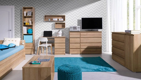 Jednoduchá postel 90x200 cm dub riviera funkční nábytek do pokoje pro mládež